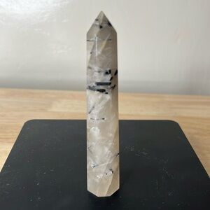 Clear Quartz with Black Tourmaline Crystal Point Tower 3.2 oz